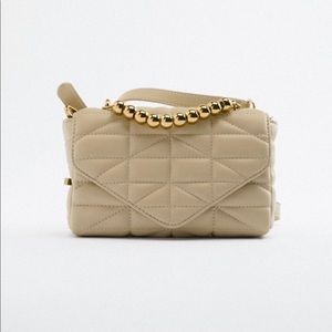 Zara beige quilted crossbody bag